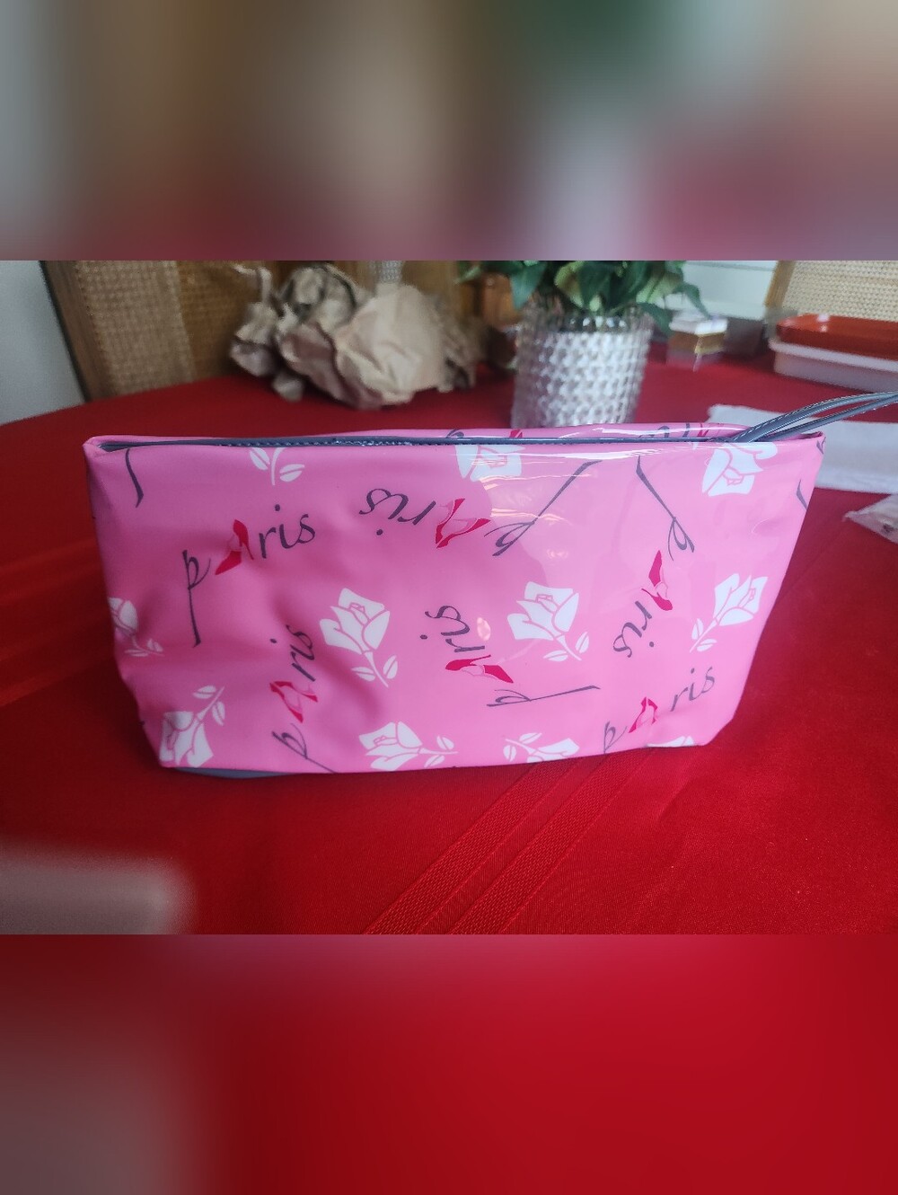 Lancome Pink Floral Paris Cosmetic Bag